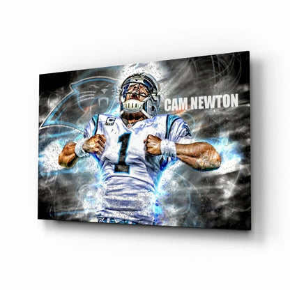 Cam Newton Glass Wall Art - LUXARTDECO
