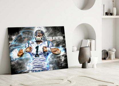 Cam Newton Glass Wall Art - LUXARTDECO