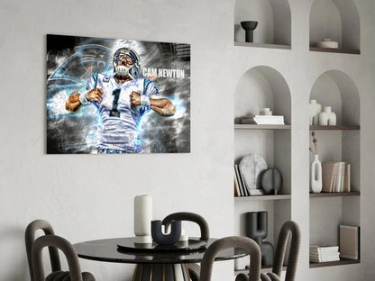 Cam Newton Glass Wall Art - LUXARTDECO