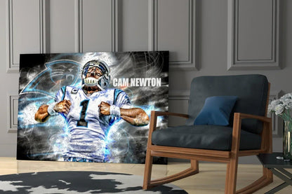 Cam Newton Glass Wall Art - LUXARTDECO