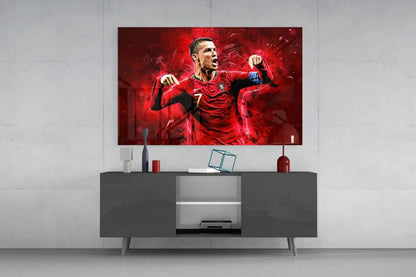 Christiano Ronaldo Glass Wall Art - LUXARTDECO