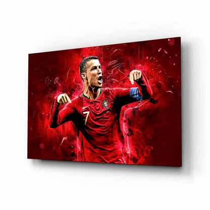 Christiano Ronaldo Glass Wall Art - LUXARTDECO