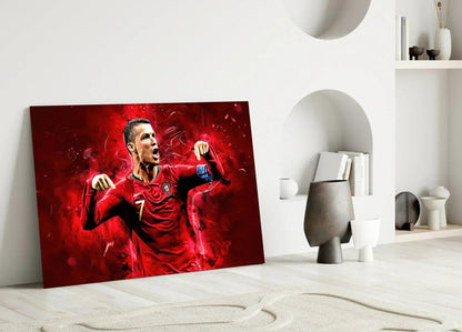Christiano Ronaldo Glass Wall Art - LUXARTDECO