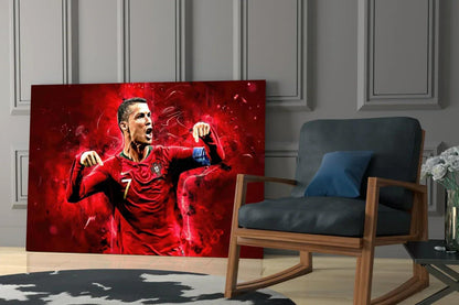 Christiano Ronaldo Glass Wall Art - LUXARTDECO