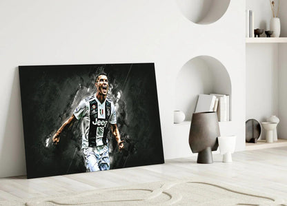 Christiano Ronaldo Glass Wall Art - LUXARTDECO