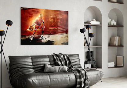 Michael Jordan Glass Wall Art - LUXARTDECO
