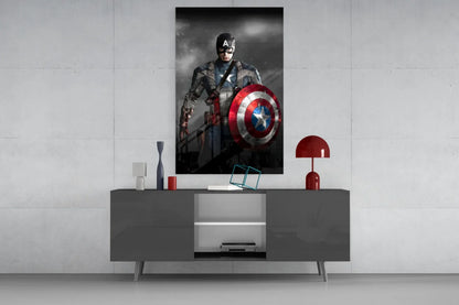 Captain America Glass Wall Art - LUXARTDECO