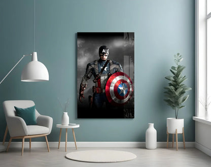 Captain America Glass Wall Art - LUXARTDECO