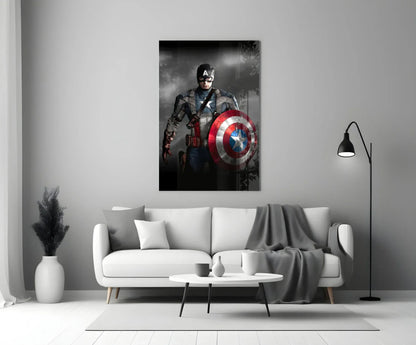 Captain America Glass Wall Art - LUXARTDECO