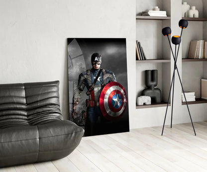 Captain America Glass Wall Art - LUXARTDECO