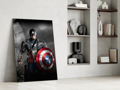 Captain America Glass Wall Art - LUXARTDECO