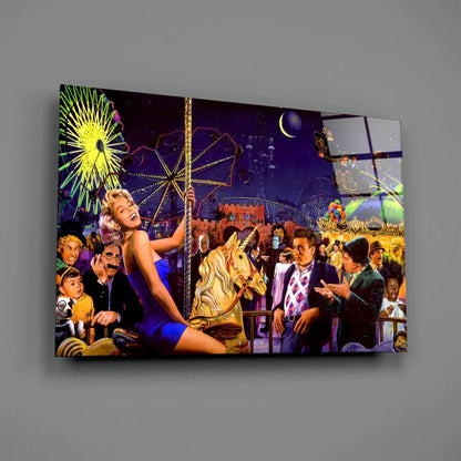 Marilyn Humphrey Theme Park Tempered Glass Wall Art - Premium Retro Decor - LUXARTDECO
