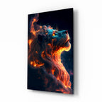 Fire Lion Glass Wall Art - LUXARTDECO