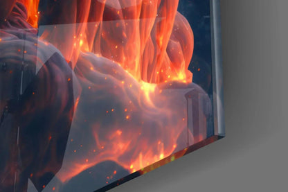 Fire Lion Glass Wall Art - LUXARTDECO