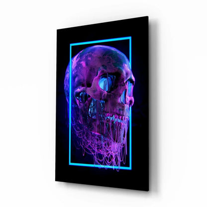 Neon Skull Glass Wall Art - LUXARTDECO
