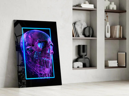 Neon Skull Glass Wall Art - LUXARTDECO