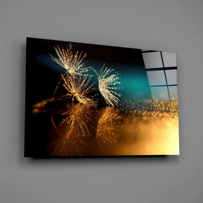 Dandelion Gold Dust Glass Wall Art - LUXARTDECO