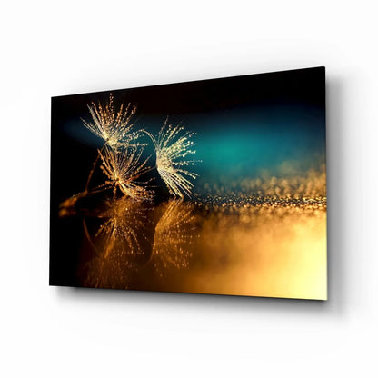 Dandelion Gold Dust Glass Wall Art - LUXARTDECO