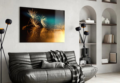 Dandelion Gold Dust Glass Wall Art - LUXARTDECO