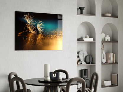 Dandelion Gold Dust Glass Wall Art - LUXARTDECO