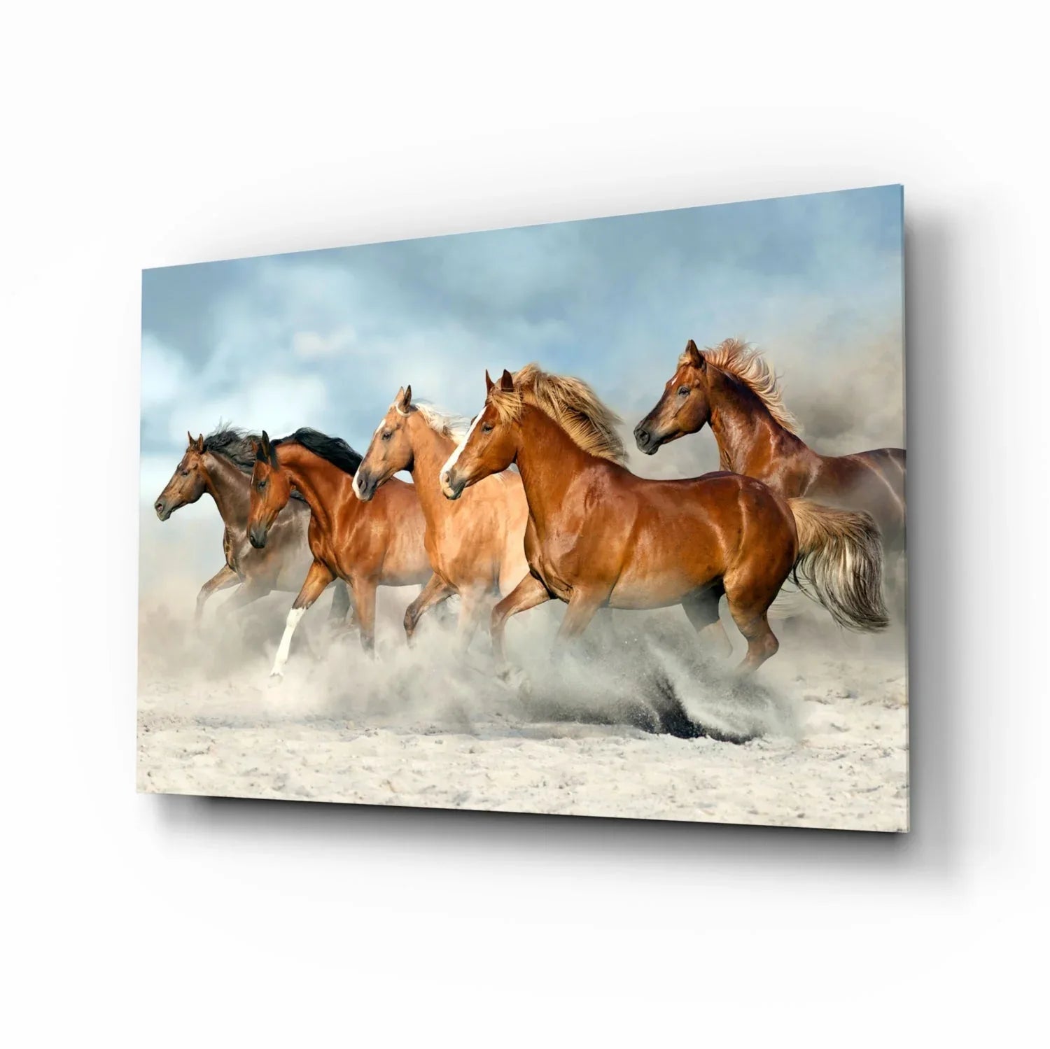 Brown Horses Glass Wall Art - LUXARTDECO