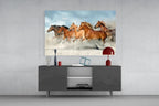 Brown Horses Glass Wall Art - LUXARTDECO