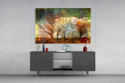 Autumn Trees Glass Wall Art - LUXARTDECO