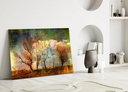 Autumn Trees Glass Wall Art - LUXARTDECO
