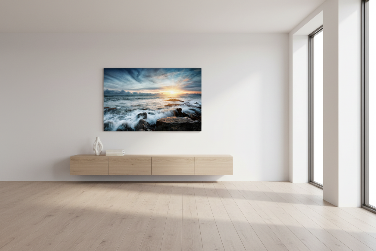 Décoration murale en verre au coucher du soleil