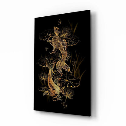 Koi Carps Glass Wall Art - LUXARTDECO