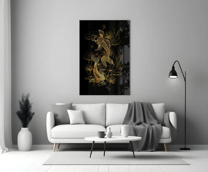 Koi Carps Glass Wall Art - LUXARTDECO