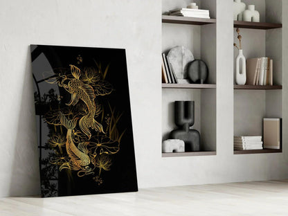Koi Carps Glass Wall Art - LUXARTDECO