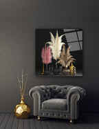 Pink and Gold Vases Glass Wall Art