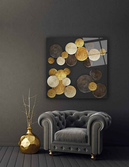 Golden Abstract Glass Wall Art