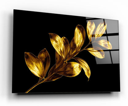 Gold Leaves Glass Wall Art