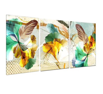 Piume e Foglie Quadro in vetro temperato