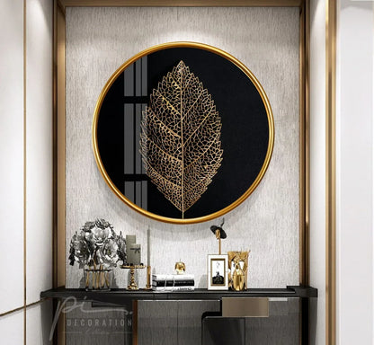 Golden Leaf Glass Wall Art - LUXARTDECO