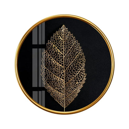 Golden Leaf Glass Wall Art - LUXARTDECO