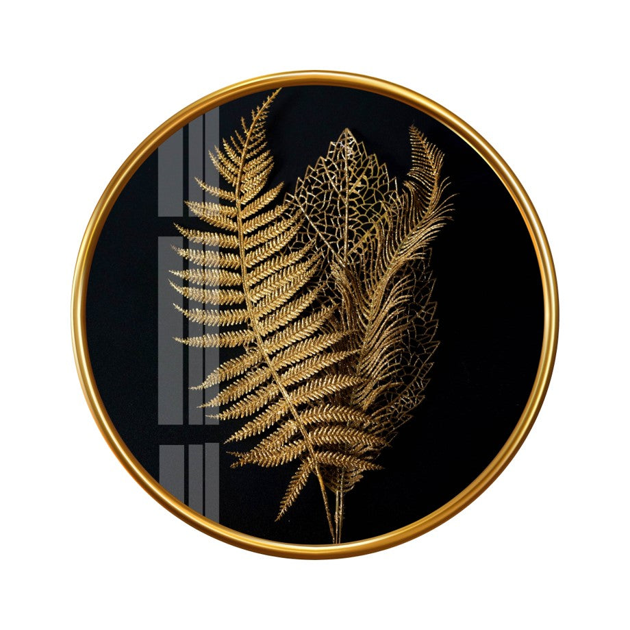 Décoration murale en verre à feuilles dorées 