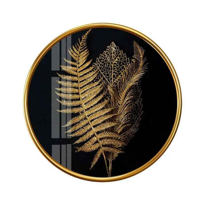 Golden Leaves Glass Wall Art