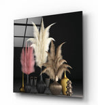Pink and Gold Vases Glass Wall Art