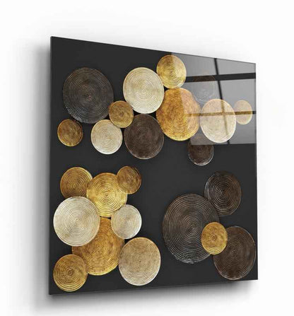 Golden Abstract Glass Wall Art