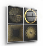 Art mural abstrait en verre or et noir