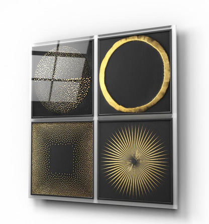 Gold and Black Abstract Glass Wall Art - LUXARTDECO