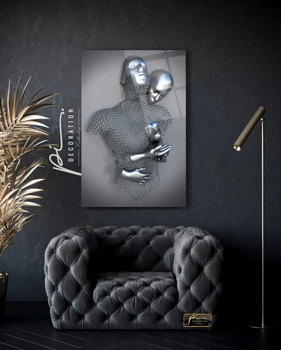 Couple Embrace Glass Wall Art - LUXARTDECO