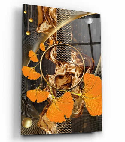 Ginkgo Biloba Glass Wall Art - LUXARTDECO