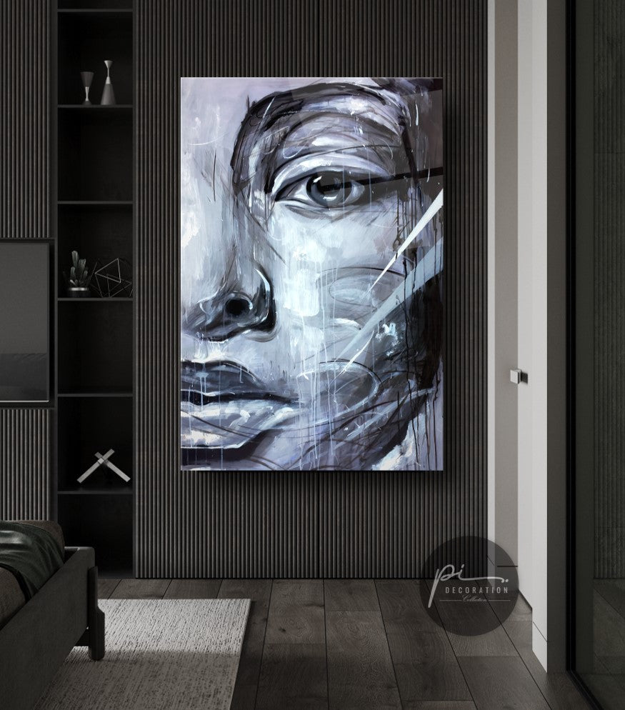 Art mural en verre à visage artistique