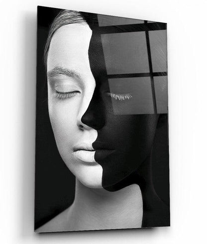 Volti in Bianco e Nero Quadro in Vetro Temperato