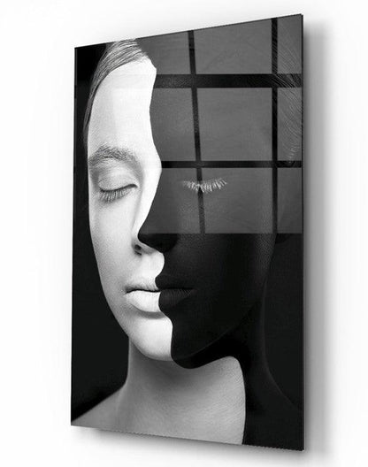 Volti in Bianco e Nero Quadro in Vetro Temperato