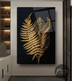 Gold Leaves Glass Wall Art